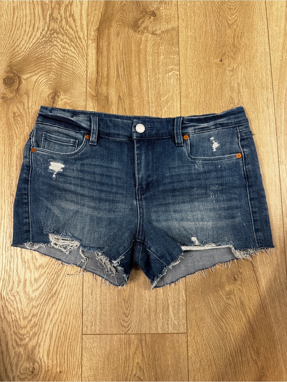 Blank NYC Dark Blue Distressed Denim Cutoff Shorts